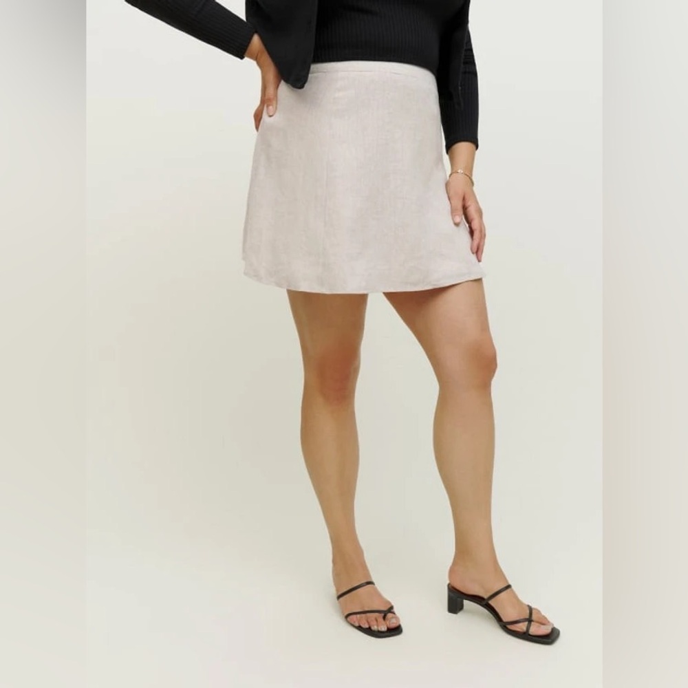 NWT Reformation Lorenzo Linen Mini Skirt in Oatmeal